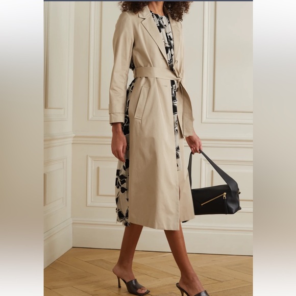 NWT | JASON WU COLLECTION Floral Chiffonpaneled Gabardine Designer Trench Coat - Picture 1 of 16